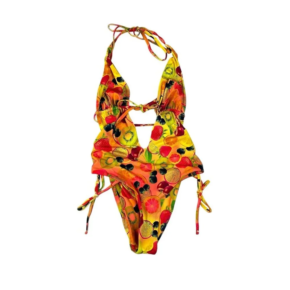 Urban Outfitters Out From Under Ava One Piece Swimsuit Fruit Print Cheeky NWOT S - Picture 4 of 5